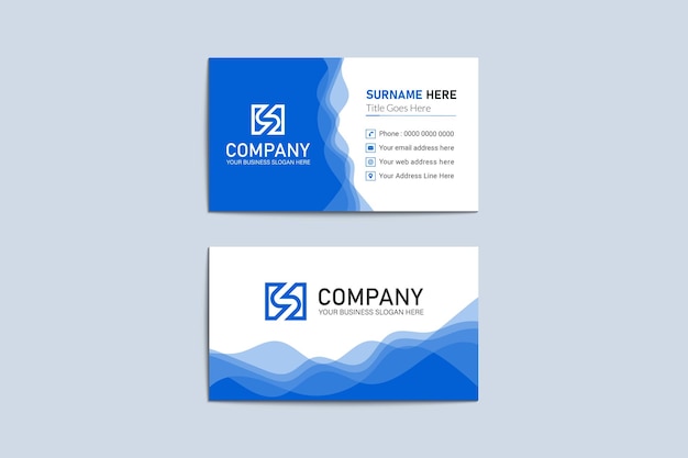 Modern company business blue business card template design