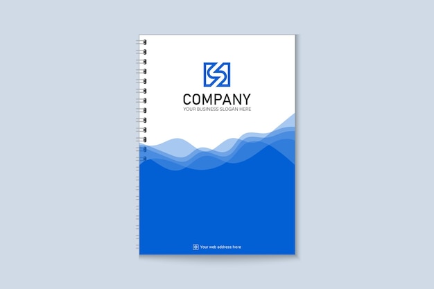 Современный дизайн шаблона обложки для ноутбука в синем цвете
