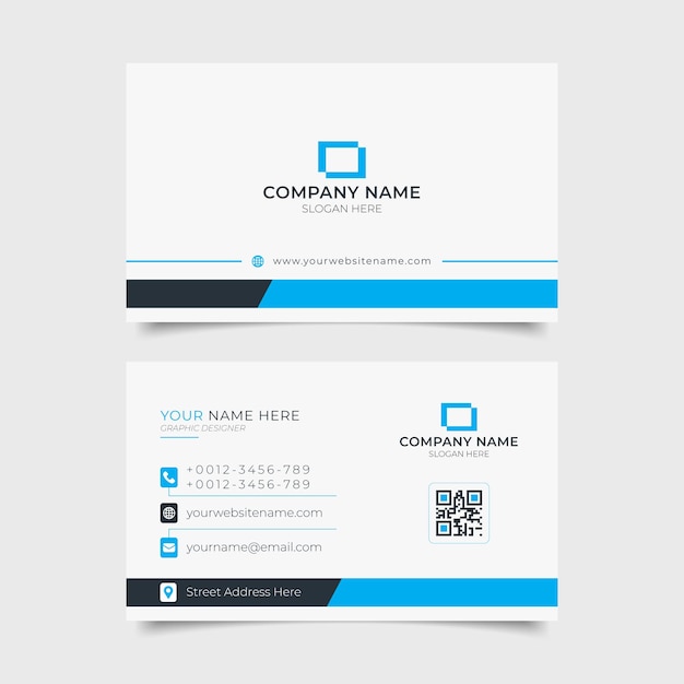 Modern company business card in blue color