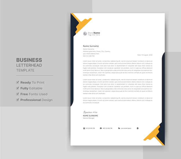 modern company business letterhead template design
