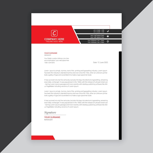 Modern company or business letterhead vector template