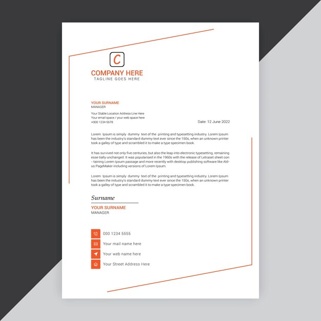 Modern company or business letterhead vector template