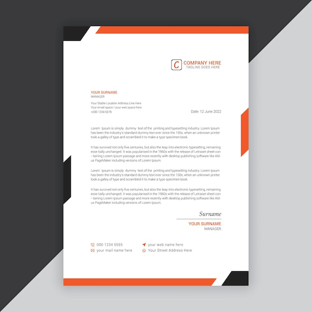 Modern company or business letterhead vector template