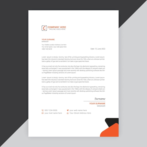 Modern company or business letterhead vector template