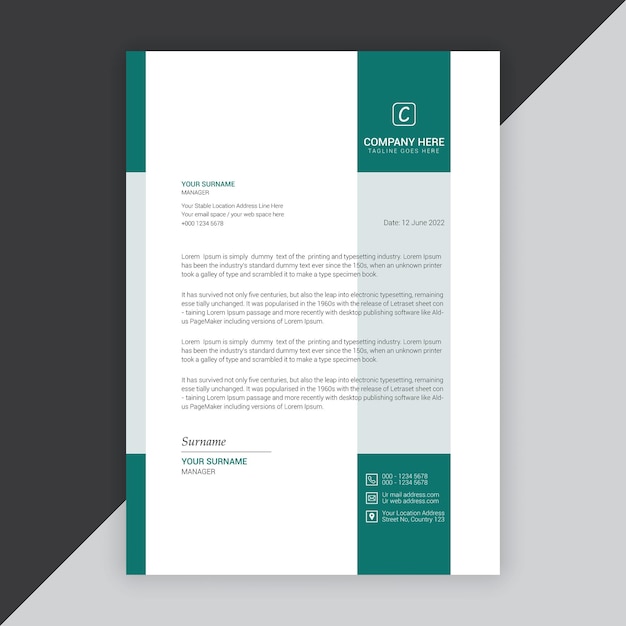 Modern company or business letterhead vector template