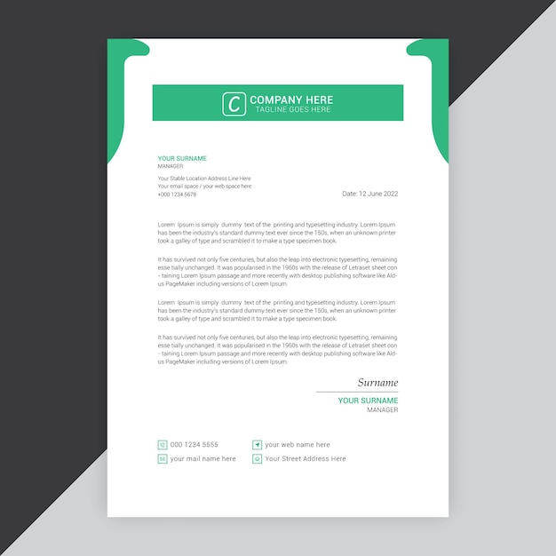 Modern company or business letterhead vector template