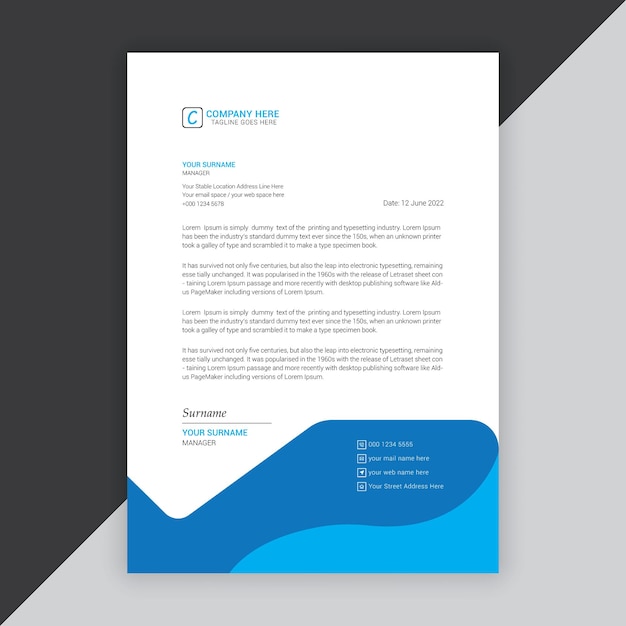 Modern company or business letterhead vector template