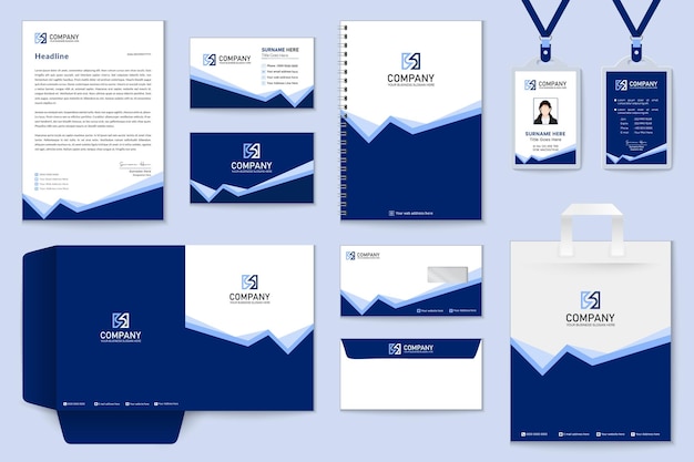 Modern company business stationery template