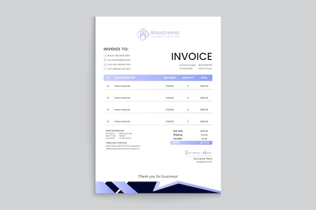 modern company invoice design template