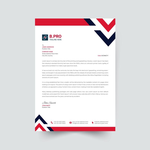 Modern company letterhead with redelements