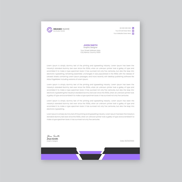 Modern company letterhead with simple design