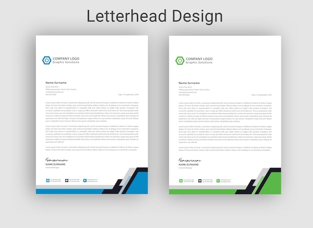 현대적인 회사 서류 Modern Company Letterhead with Green Elements