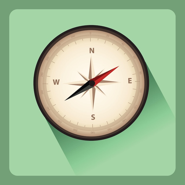 Vector modern compass flat icon with shadow effect,vector design