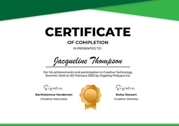 Modern Completion Certificate Template