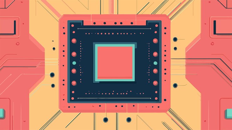 Vector modern computer chip vector illustration for circuit design technology concept