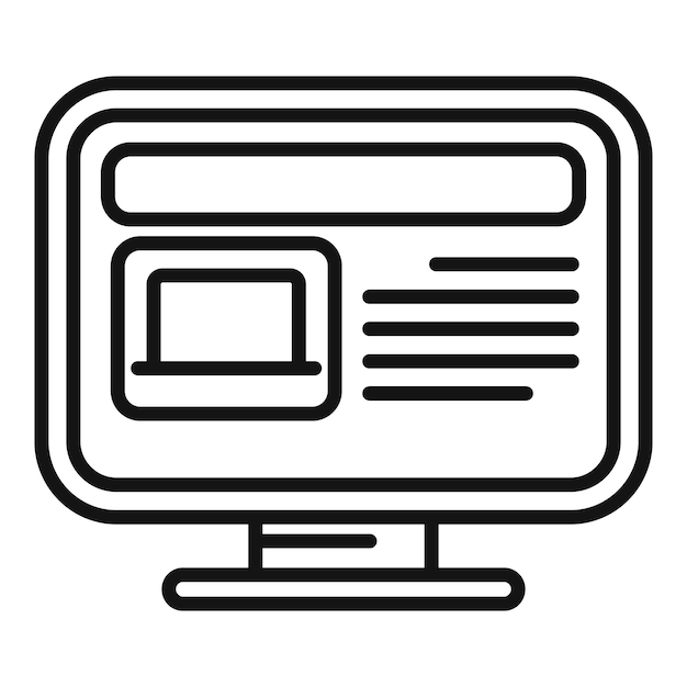 Modern computer monitor line icon design