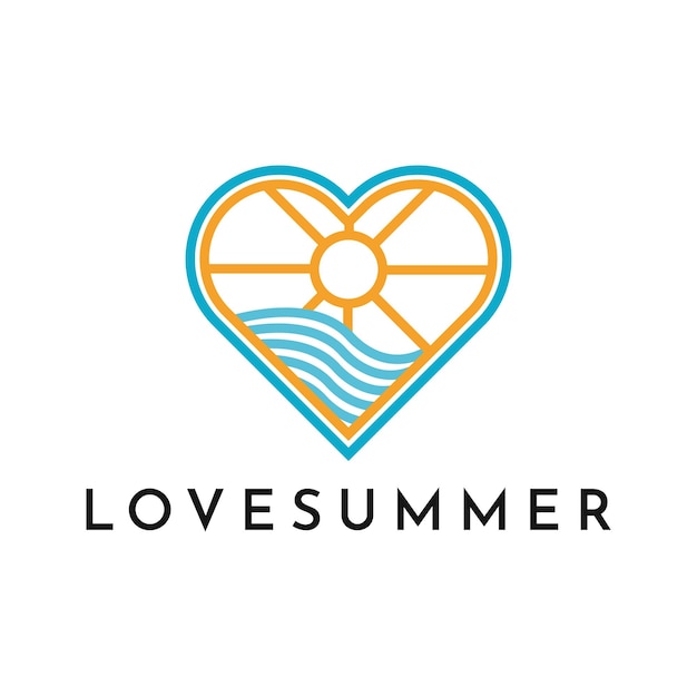 モダンなコンセプトの愛の夏のロゴのデザイン テンプレート