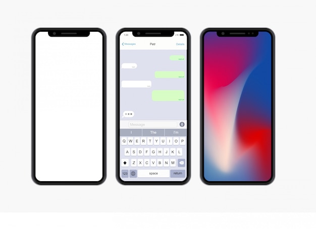 白に設定された近代的なコンセプトのスマートフォン