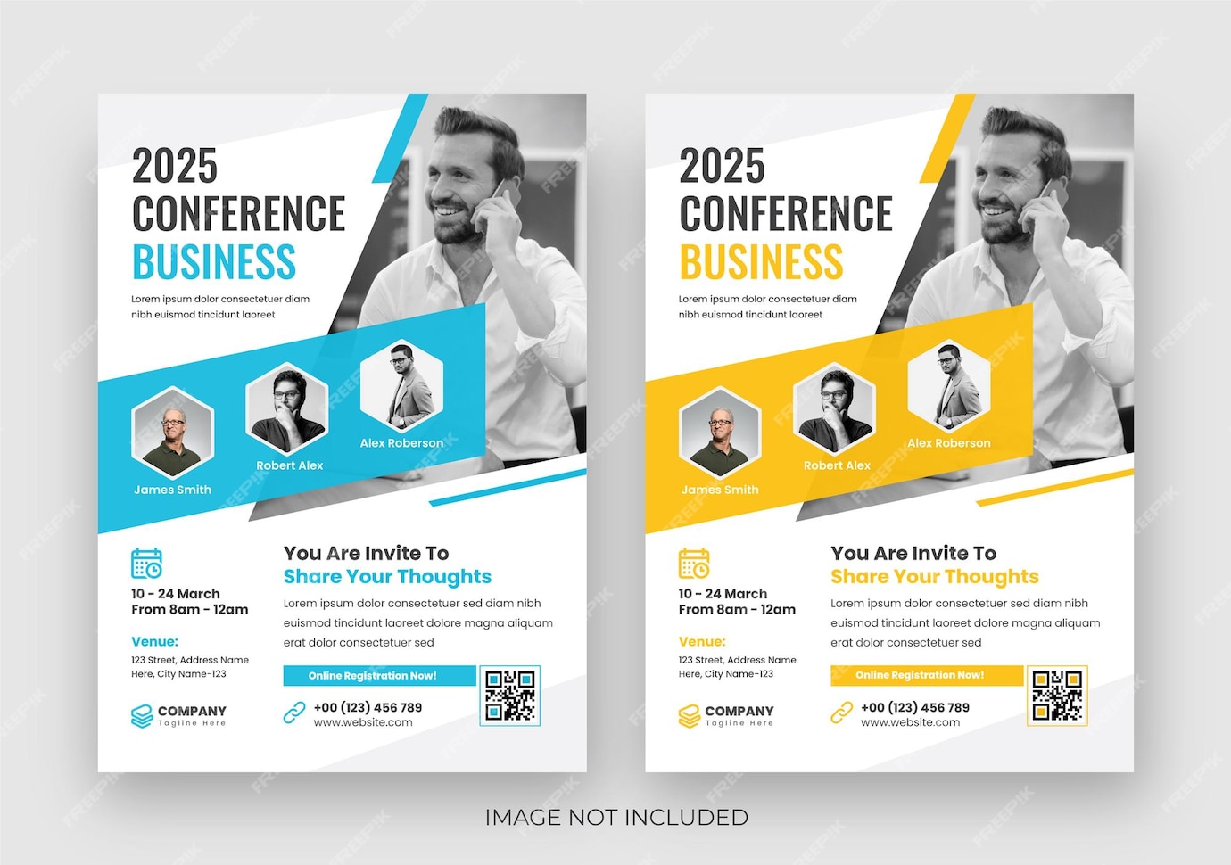 Premium Vector Modern conference flyer design, 2024 conference flyer