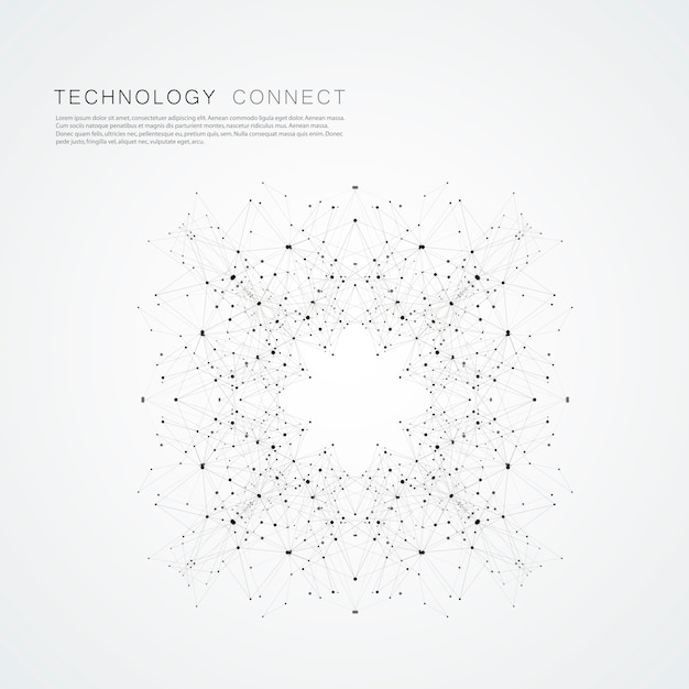 Modern connected background with geometric shapes, lines and dots