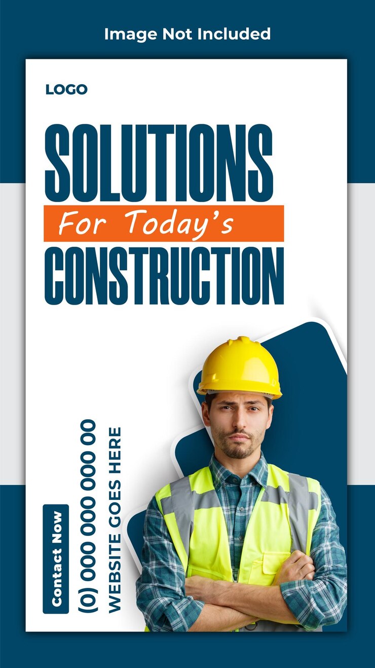 Vector modern construction ads instagram story template design