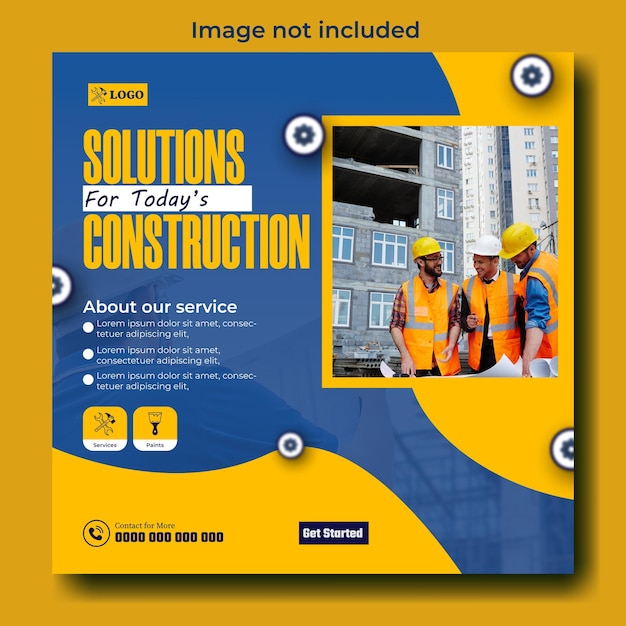 modern construction ads social media template design