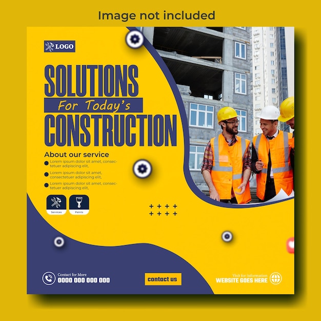 modern construction ads social media template design