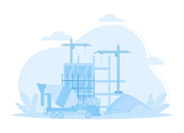 modern construction machinery concept flat illustration