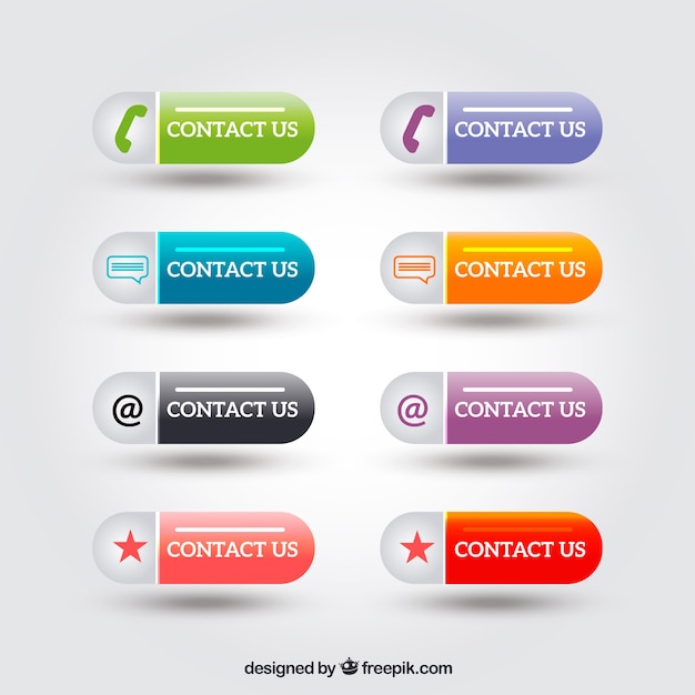 Vector modern contact button set