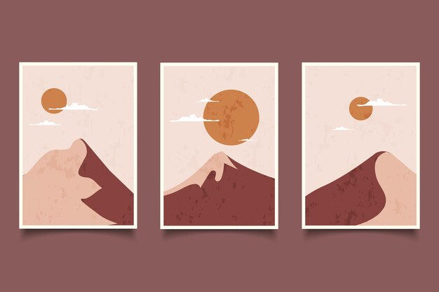 Illustrazione moderna moderna di progettazione del manifesto della montagna del paesaggio