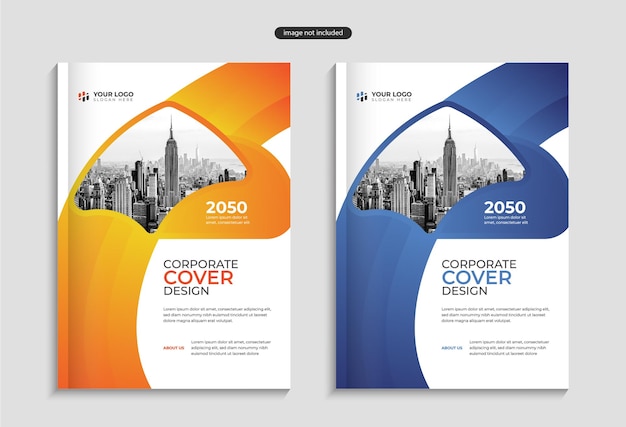 Modern corporate annual report book cover design template set with multiuse