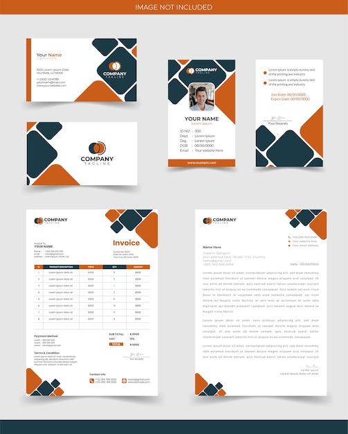 Vector modern corporate brand identity bewerkbare vector visitekaartje id-kaart factuurbriefpapier