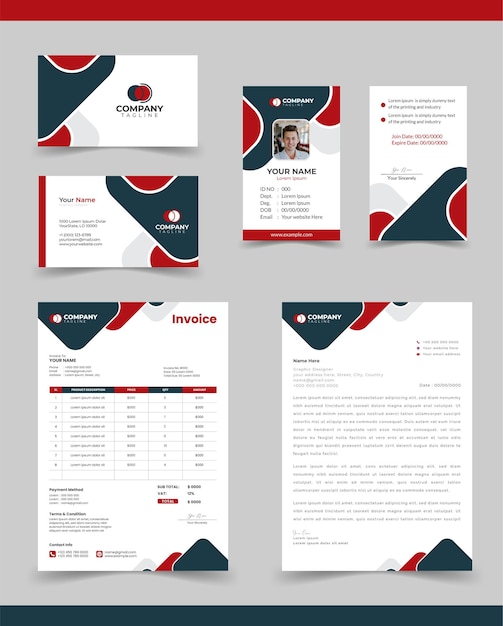 Modern Corporate Brand Identity Editable vector Business card Id card Invoice letterhead