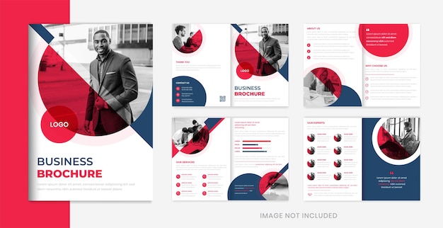 Modern Corporate brochure design template red color round shapes vector