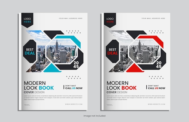 Vector modern corporate brochure or magazine book cover set design