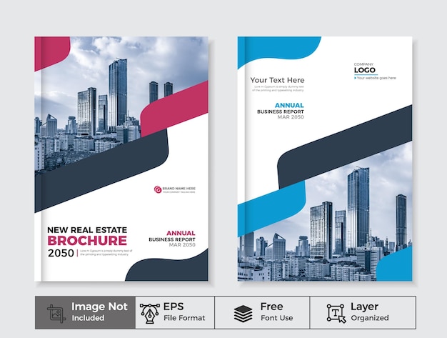 Шаблон обложки брошюры "Современный корпоративный бизнес" на 2050 год