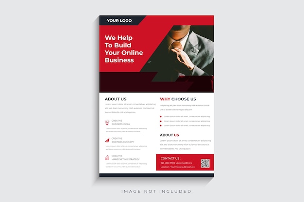 Modern corporate business flyer, black and red