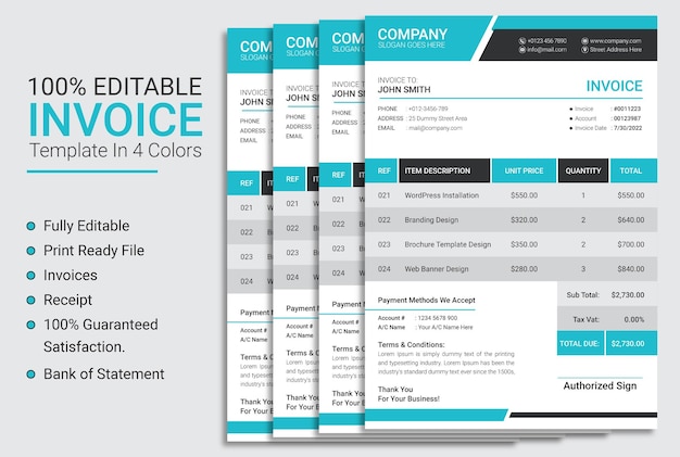 Modern corporate business invoice template