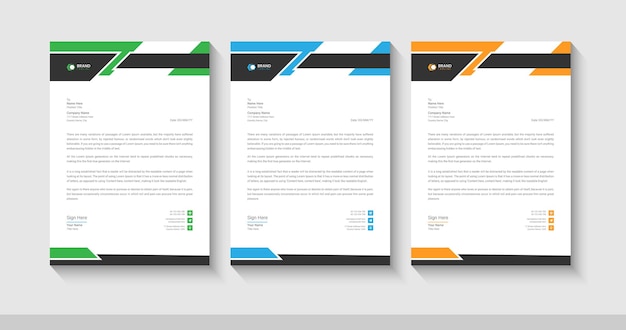 Modern corporate business letterhead design template Premium Vector
