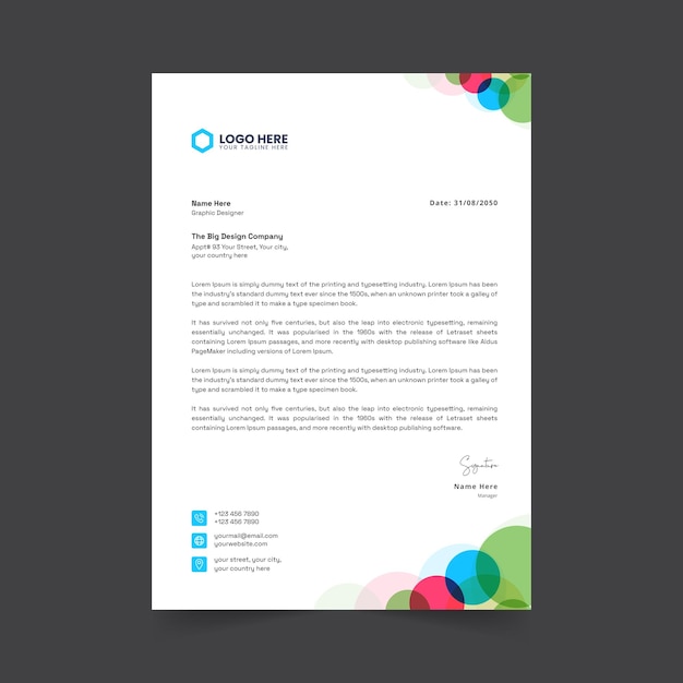 Modern corporate business letterhead template