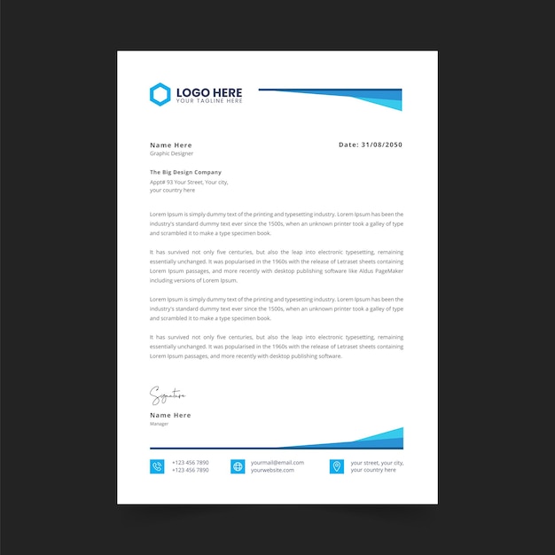 Modern corporate business letterhead template