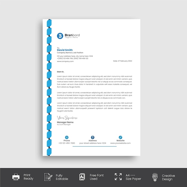 Modern corporate business letterhead template