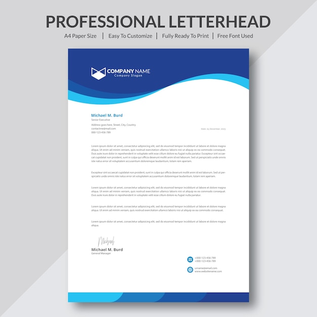 Modern corporate business letterhead template