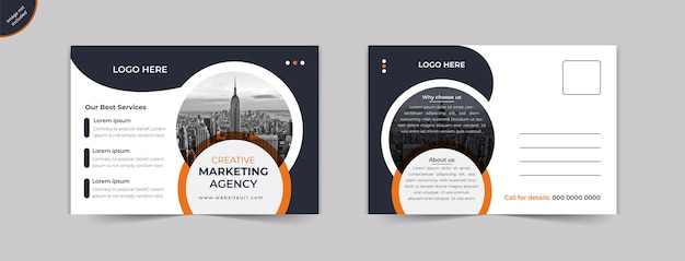 Modern Corporate business postcard design templates or company services postcard template