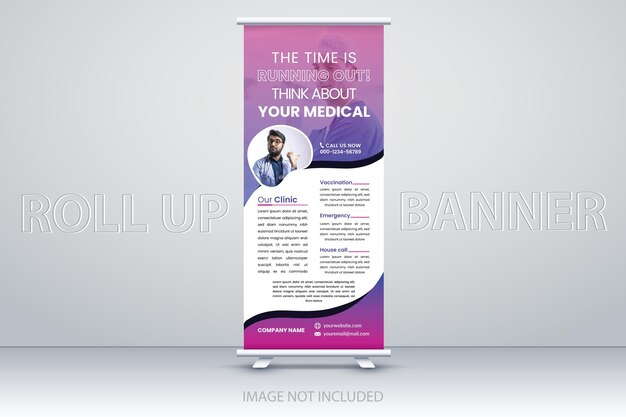 Modern Corporate Business Roll-up banner stands template design, Standee Design. Banner Template.