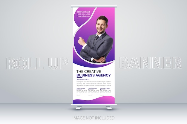 Modern Corporate Business Roll-up banner stands template design, Standee Design. Banner Template.