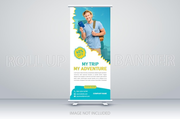 Design moderno per banner roll-up per aziende aziendali, design standee. modello di striscione.