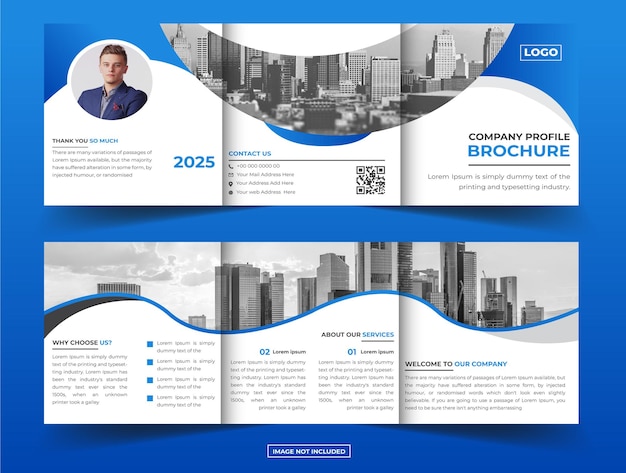 Modern corporate business square trifold brochure with creative shape template