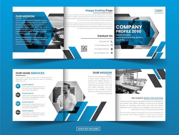 Modern corporate business square trifold brochure with creative shape template
