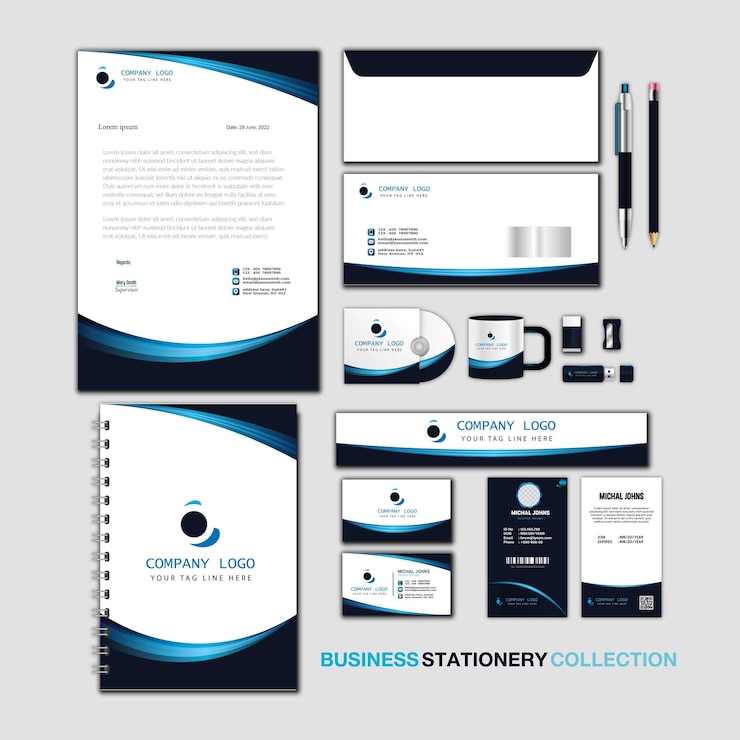 Vector modern corporate business stationery collection